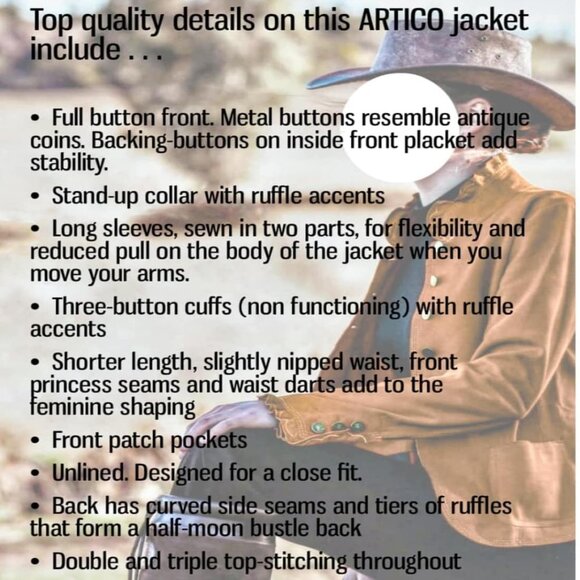 ARTICO Lamb Leather Suede Jacket Bustle Back  •36-Inch Chest  • Made in Italy - Picture 5 of 16